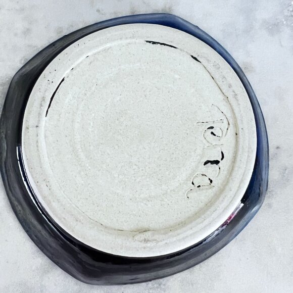 Artisan Signed Studio Pottery Bowl Abstract Wheel Thrown Multicolor Drip Glaze B - Picture 8 of 8